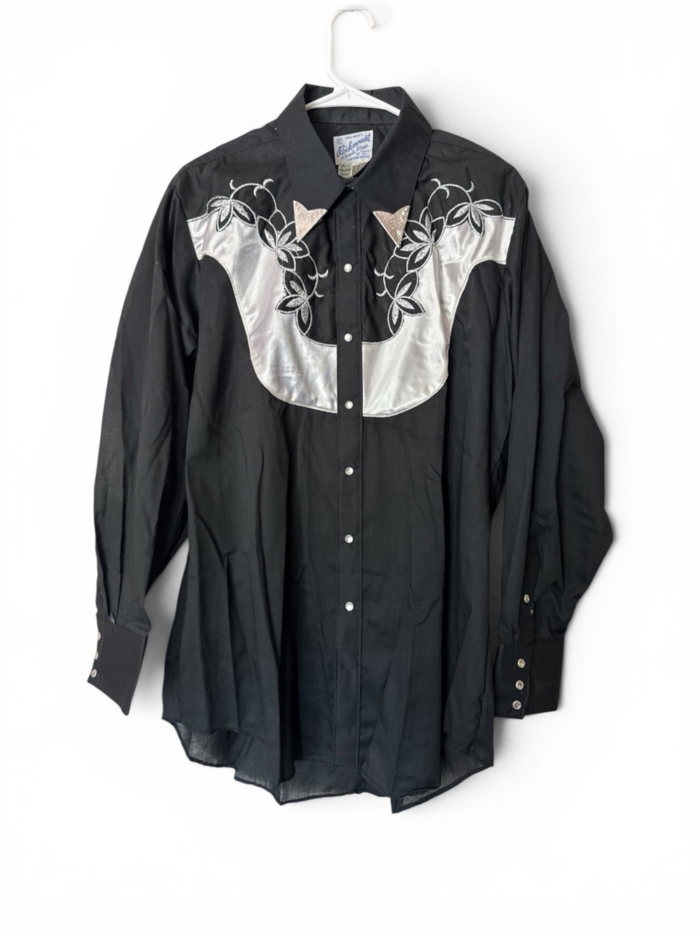 Vintage Rockmount Ranch Wear Pearl Snap Shirt Mens 17 Black Western Collar Tips